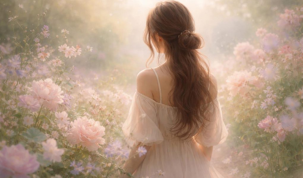 silhouette-feminine-fleurs-pastel-serenite