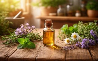 bouteille-huile-essentielle-plantes-fleurs